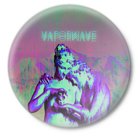 Значок с принтом Vaporwave статуя в Санкт-Петербурге,  металл | круглая форма, металлическая застежка в виде булавки | 2к17 | iwkyasap | vaporwave | мода | музыка vaporwave | статуя | стиль | хайп