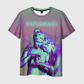 Мужская футболка 3D с принтом Vaporwave статуя в Санкт-Петербурге, 100% полиэфир | прямой крой, круглый вырез горловины, длина до линии бедер | 2к17 | iwkyasap | vaporwave | мода | музыка vaporwave | статуя | стиль | хайп
