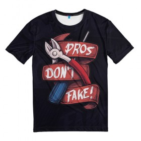 Мужская футболка 3D с принтом Don`t Fake в Санкт-Петербурге, 100% полиэфир | прямой крой, круглый вырез горловины, длина до линии бедер | Тематика изображения на принте: counter strike | cs | defuse | fake | фейк | щипцы