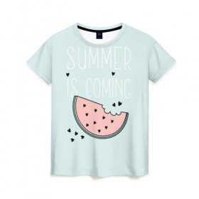 Женская футболка 3D с принтом Summer в Санкт-Петербурге, 100% полиэфир ( синтетическое хлопкоподобное полотно) | прямой крой, круглый вырез горловины, длина до линии бедер | hipster | swag | vegan | vegetarian | веган | вегетарианство | еда | свэг | хипстер