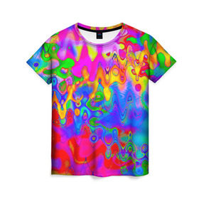 Женская футболка 3D с принтом Разноцвет в Санкт-Петербурге, 100% полиэфир ( синтетическое хлопкоподобное полотно) | прямой крой, круглый вырез горловины, длина до линии бедер | 