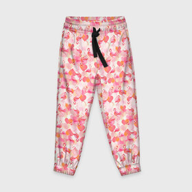 Детские брюки 3D с принтом Розовый фламинго в Санкт-Петербурге, 100% полиэстер | манжеты по низу, эластичный пояс регулируется шнурком, по бокам два кармана без застежек, внутренняя часть кармана из мелкой сетки | камуфляж | паттерн | птицы | розовый