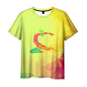 Мужская футболка 3D с принтом Гимнастика в Санкт-Петербурге, 100% полиэфир | прямой крой, круглый вырез горловины, длина до линии бедер | 3d | абстракция | арт | гимнастика | другие | полигоны | прикольные | спорт | цветные | яркие
