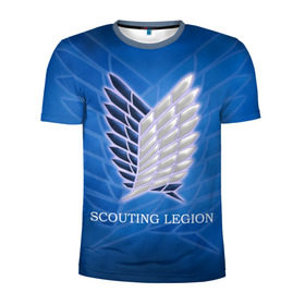 Мужская футболка 3D спортивная с принтом Scouting Legion в Санкт-Петербурге, 100% полиэстер с улучшенными характеристиками | приталенный силуэт, круглая горловина, широкие плечи, сужается к линии бедра | attack on titan | wings | атака титанов | крылья свободы