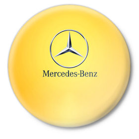 Значок с принтом Yellow Benz в Санкт-Петербурге,  металл | круглая форма, металлическая застежка в виде булавки | car | mercedes | авто | мерседес