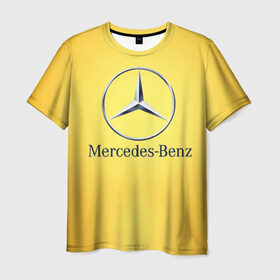 Мужская футболка 3D с принтом Yellow Benz в Санкт-Петербурге, 100% полиэфир | прямой крой, круглый вырез горловины, длина до линии бедер | car | mercedes | авто | мерседес