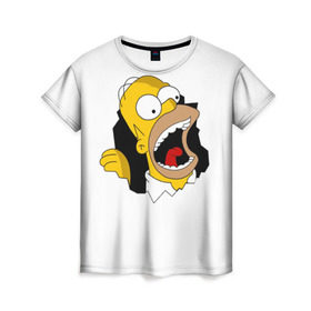 Женская футболка 3D с принтом The Simpsons в Санкт-Петербурге, 100% полиэфир ( синтетическое хлопкоподобное полотно) | прямой крой, круглый вырез горловины, длина до линии бедер | гомер | крик | симпсоны | спрингфилд