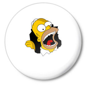 Значок с принтом The Simpsons в Санкт-Петербурге,  металл | круглая форма, металлическая застежка в виде булавки | Тематика изображения на принте: гомер | крик | симпсоны | спрингфилд