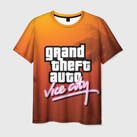 Мужская футболка 3D с принтом GTA в Санкт-Петербурге, 100% полиэфир | прямой крой, круглый вырез горловины, длина до линии бедер | Тематика изображения на принте: grand theft auto | gta | vice city | вайс сити | гта