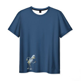 Мужская футболка 3D с принтом bender F в Санкт-Петербурге, 100% полиэфир | прямой крой, круглый вырез горловины, длина до линии бедер | bender | futurama | planet express | бендер | блестящий | робот | футурама