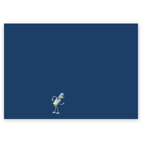 Поздравительная открытка с принтом bender F в Санкт-Петербурге, 100% бумага | плотность бумаги 280 г/м2, матовая, на обратной стороне линовка и место для марки
 | Тематика изображения на принте: bender | futurama | planet express | бендер | блестящий | робот | футурама