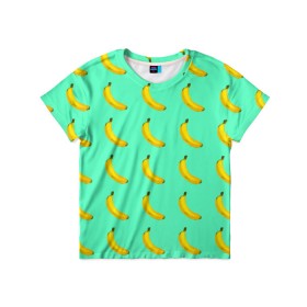 Детская футболка 3D с принтом Banana в Санкт-Петербурге, 100% гипоаллергенный полиэфир | прямой крой, круглый вырез горловины, длина до линии бедер, чуть спущенное плечо, ткань немного тянется | banana | fruits | vegan | vegetables | vegetarian | банан | веган | вегетарианство | еда | овощи | фрукты