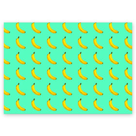 Поздравительная открытка с принтом Banana в Санкт-Петербурге, 100% бумага | плотность бумаги 280 г/м2, матовая, на обратной стороне линовка и место для марки
 | banana | fruits | vegan | vegetables | vegetarian | банан | веган | вегетарианство | еда | овощи | фрукты
