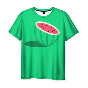 Мужская футболка 3D с принтом Арбуз в Санкт-Петербурге, 100% полиэфир | прямой крой, круглый вырез горловины, длина до линии бедер | fruits | vegan | vegetables | vegetarian | веган | вегетарианство | еда | овощи | фрукты