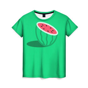 Женская футболка 3D с принтом Арбуз в Санкт-Петербурге, 100% полиэфир ( синтетическое хлопкоподобное полотно) | прямой крой, круглый вырез горловины, длина до линии бедер | fruits | vegan | vegetables | vegetarian | веган | вегетарианство | еда | овощи | фрукты