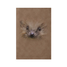 Обложка для паспорта матовая кожа с принтом Ёжик в Санкт-Петербурге, натуральная матовая кожа | размер 19,3 х 13,7 см; прозрачные пластиковые крепления | Тематика изображения на принте: голова | еж | ежик | животные | мордочка | природа