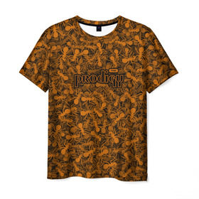 Мужская футболка 3D с принтом The Prodigy в Санкт-Петербурге, 100% полиэфир | прямой крой, круглый вырез горловины, длина до линии бедер | Тематика изображения на принте: муравей | оранжевый | панк | паттерн | продиджи | рейв | текстура | техно