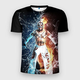 Мужская футболка 3D спортивная с принтом Рей Мистерио в Санкт-Петербурге, 100% полиэстер с улучшенными характеристиками | приталенный силуэт, круглая горловина, широкие плечи, сужается к линии бедра | wrestling