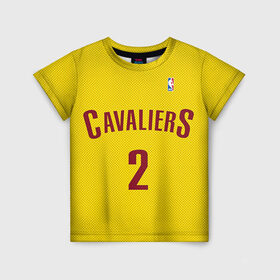 Детская футболка 3D с принтом Форма Cavaliers Cleveland жёлтая в Санкт-Петербурге, 100% гипоаллергенный полиэфир | прямой крой, круглый вырез горловины, длина до линии бедер, чуть спущенное плечо, ткань немного тянется | nba