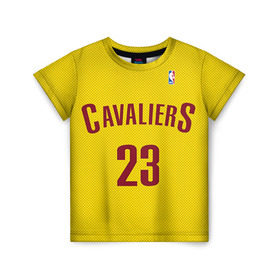 Детская футболка 3D с принтом Форма Cavaliers Cleveland жёлтая в Санкт-Петербурге, 100% гипоаллергенный полиэфир | прямой крой, круглый вырез горловины, длина до линии бедер, чуть спущенное плечо, ткань немного тянется | nba