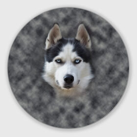 Коврик круглый с принтом Хаска в Санкт-Петербурге, резина и полиэстер | круглая форма, изображение наносится на всю лицевую часть | мордочка | пес | собака | хаска | щенок