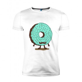 Мужская футболка премиум с принтом мужской пончик в Санкт-Петербурге, 92% хлопок, 8% лайкра | приталенный силуэт, круглый вырез ворота, длина до линии бедра, короткий рукав | donuts | пончик