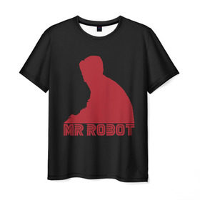 Мужская футболка 3D с принтом Mr Robot в Санкт-Петербурге, 100% полиэфир | прямой крой, круглый вырез горловины, длина до линии бедер | Тематика изображения на принте: mister | robot | мистер робот