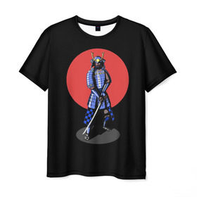 Мужская футболка 3D с принтом Самурай, японское солнце в Санкт-Петербурге, 100% полиэфир | прямой крой, круглый вырез горловины, длина до линии бедер | азия | воин | катана | меч | сегун | сэнсэй | харакири | честь | японец | япония