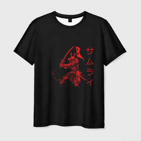 Мужская футболка 3D с принтом Японские иероглифы - самурай в Санкт-Петербурге, 100% полиэфир | прямой крой, круглый вырез горловины, длина до линии бедер | азия | воин | катана | меч | сегун | сэнсэй | харакири | честь | японец | япония