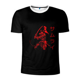 Мужская футболка 3D спортивная с принтом Японские иероглифы - самурай в Санкт-Петербурге, 100% полиэстер с улучшенными характеристиками | приталенный силуэт, круглая горловина, широкие плечи, сужается к линии бедра | азия | воин | катана | меч | сегун | сэнсэй | харакири | честь | японец | япония