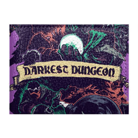 Обложка для студенческого билета с принтом Darkest Dungeon в Санкт-Петербурге, натуральная кожа | Размер: 11*8 см; Печать на всей внешней стороне | Тематика изображения на принте: darkest dungeon | замок | игра | логотип | рыцарь | темные подземелья | тьма | череп | чумной доктор