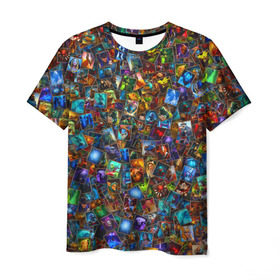 Мужская футболка 3D с принтом Герои DOTA2 в Санкт-Петербурге, 100% полиэфир | прямой крой, круглый вырез горловины, длина до линии бедер | rpg | warcraft | дота | карточки | паттерн | персонажи | стратегия | текстура