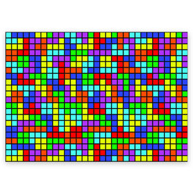 Поздравительная открытка с принтом Тетрис в Санкт-Петербурге, 100% бумага | плотность бумаги 280 г/м2, матовая, на обратной стороне линовка и место для марки
 | геометрия | игра | кубики | тетрис