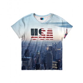 Детская футболка 3D с принтом Город New York в Санкт-Петербурге, 100% гипоаллергенный полиэфир | прямой крой, круглый вырез горловины, длина до линии бедер, чуть спущенное плечо, ткань немного тянется | new york | америка | бейсбол | буквы n y | город | классная | логотип | мегаполис | надпись | нью йорк | нью йорк янкиз | прикольная картинка | сша | штаты | я люблю красивая | янки