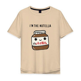Мужская футболка хлопок Oversize с принтом Нутелла в Санкт-Петербурге, 100% хлопок | свободный крой, круглый ворот, “спинка” длиннее передней части | девушка | жена | любовь | нутелла | пара | сердце | шоколадка