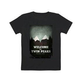 Детская футболка хлопок с принтом Twin Peaks в Санкт-Петербурге, 100% хлопок | круглый вырез горловины, полуприлегающий силуэт, длина до линии бедер | twin peaks | дэвид линч | лес | лора палмер | сова | твин пикс | туман