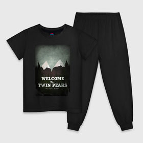 Детская пижама хлопок с принтом Twin Peaks в Санкт-Петербурге, 100% хлопок |  брюки и футболка прямого кроя, без карманов, на брюках мягкая резинка на поясе и по низу штанин
 | twin peaks | дэвид линч | лес | лора палмер | сова | твин пикс | туман