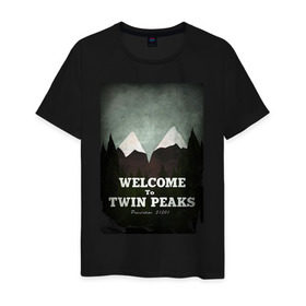 Мужская футболка хлопок с принтом Twin Peaks в Санкт-Петербурге, 100% хлопок | прямой крой, круглый вырез горловины, длина до линии бедер, слегка спущенное плечо. | twin peaks | дэвид линч | лес | лора палмер | сова | твин пикс | туман