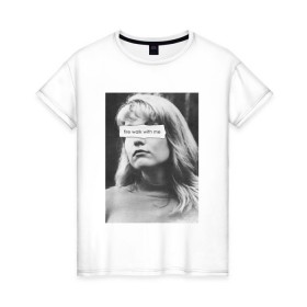 Женская футболка хлопок с принтом Twin Peaks в Санкт-Петербурге, 100% хлопок | прямой крой, круглый вырез горловины, длина до линии бедер, слегка спущенное плечо | Тематика изображения на принте: twin peaks | дэвид линч | лес | лора палмер | сова | твин пикс | туман