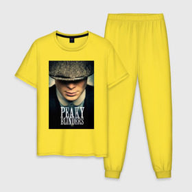 Мужская пижама хлопок с принтом Peaky Blinders в Санкт-Петербурге, 100% хлопок | брюки и футболка прямого кроя, без карманов, на брюках мягкая резинка на поясе и по низу штанин
 | бандиты | бритва | острые козырьки