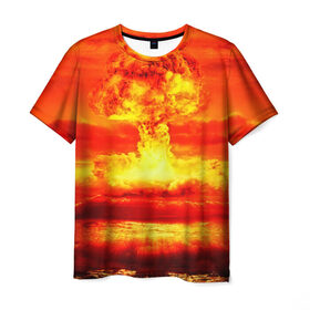 Мужская футболка 3D с принтом Ядерный взрыв в Санкт-Петербурге, 100% полиэфир | прямой крой, круглый вырез горловины, длина до линии бедер | Тематика изображения на принте: взрыв | гриб | огонь