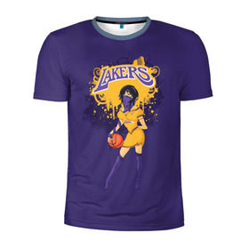 Мужская футболка 3D спортивная с принтом Lakers в Санкт-Петербурге, 100% полиэстер с улучшенными характеристиками | приталенный силуэт, круглая горловина, широкие плечи, сужается к линии бедра | basketball | cheerleader | girl | lakers | nba | street