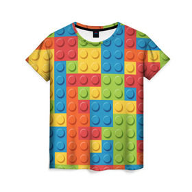 Женская футболка 3D с принтом Лего в Санкт-Петербурге, 100% полиэфир ( синтетическое хлопкоподобное полотно) | прямой крой, круглый вырез горловины, длина до линии бедер | lego | tetris | детальки | лего | разноцветные