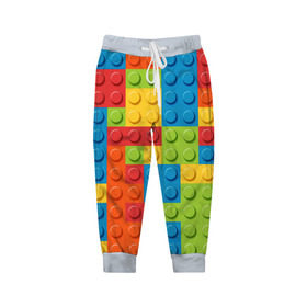 Детские брюки 3D с принтом Лего в Санкт-Петербурге, 100% полиэстер | манжеты по низу, эластичный пояс регулируется шнурком, по бокам два кармана без застежек, внутренняя часть кармана из мелкой сетки | lego | tetris | детальки | лего | разноцветные