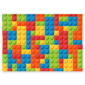 Поздравительная открытка с принтом Лего в Санкт-Петербурге, 100% бумага | плотность бумаги 280 г/м2, матовая, на обратной стороне линовка и место для марки
 | lego | tetris | детальки | лего | разноцветные
