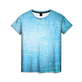 Женская футболка 3D с принтом Сеть в Санкт-Петербурге, 100% полиэфир ( синтетическое хлопкоподобное полотно) | прямой крой, круглый вырез горловины, длина до линии бедер | игры | инженер | интернет | хайтек | чертёж | электричество