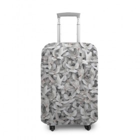 Чехол для чемодана 3D с принтом Белые голуби в Санкт-Петербурге, 86% полиэфир, 14% спандекс | двустороннее нанесение принта, прорези для ручек и колес | белый | гллубь | паттерн | птицы | птички | свдебный | свдьба | стая | текстура
