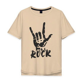 Мужская футболка хлопок Oversize с принтом Черная рок коза в Санкт-Петербурге, 100% хлопок | свободный крой, круглый ворот, “спинка” длиннее передней части | rock пальцы надпись | барабанная установка | гитара | группа | коза стиль жанр | концерт | мертвец | металл | музыка | надпись хой | огонь | панк | песня | попса | рок | рок н рол | скелет | хард