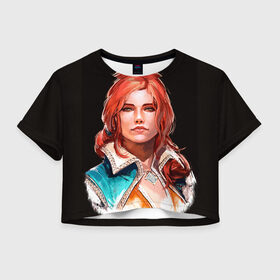 Женская футболка 3D укороченная с принтом Трисс в Санкт-Петербурге, 100% полиэстер | круглая горловина, длина футболки до линии талии, рукава с отворотами | gwent | witcher | ведьмак | гвинт | геральт | меригольд | трисс