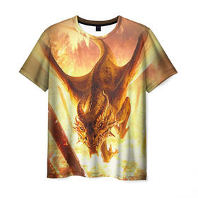 Мужская футболка 3D с принтом Дракон в Санкт-Петербурге, 100% полиэфир | прямой крой, круглый вырез горловины, длина до линии бедер | gwent | witcher | ведьмак | гвинт | геральт | дракон